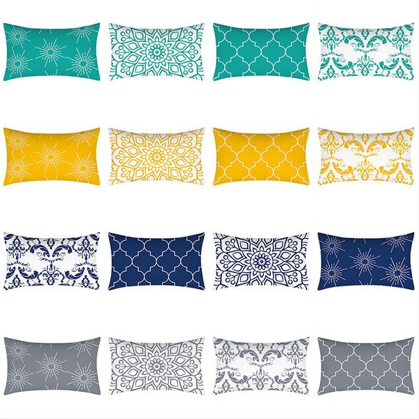 Travesseiro de travesseiro Geometria travesseiro 30x50 Mandala Cushion Capa de poliéster Sofá Almofadas decorativas Almofadas de arremesso azul amarelo Crega cinza 220623