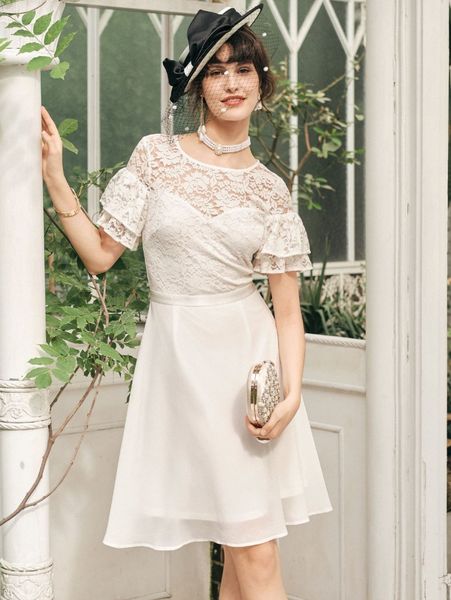 

miusol eyelet lace insert zip back dress p7po#, Black;gray