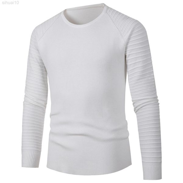 

warm house men autumn and winter solid color pleated loose and comfortable warm round neck long sleeve sweater over coat l220801, White;black