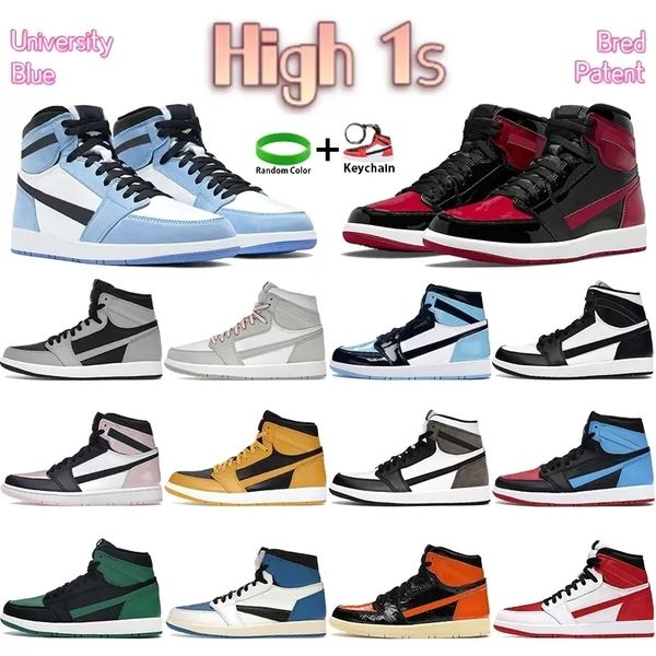 

1 og 1s mens basketball shoes bred patent hyper royal university blue electro orange lucky green prototype men women sneakers trainers
