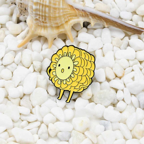 

cartoon smiling face cute corn doll hip twisting dance creative alloy brooch trend corn baby badge, Gray