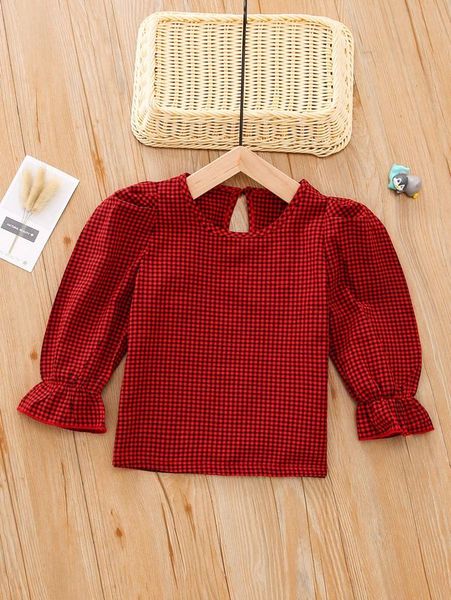 

toddler girls puff sleeve gingham blouse she, White;black