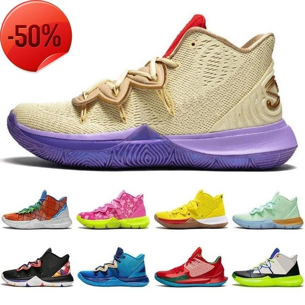 

kyrie irving \\rspongebob 5 5s jumpman men basketball shoes friends usa patrick mens trainers sports sneakers size 7 -12 o, Black