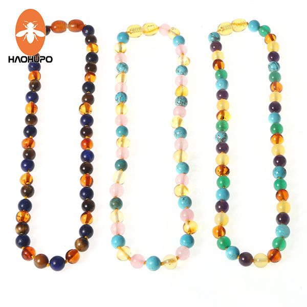 

haohupo 16 amber bracelet necklace for baby mom baltic bead women jewelry gift natural with gemstone supplier 220722, Silver