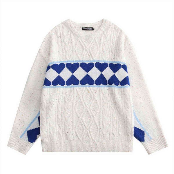 

jacquard contrasting love sweaters streetwear men o neck jumpers knitted fashion oversize pullovers pull homme ropa de invierno t220730, White;black