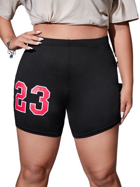 

plus letter graphic biker shorts z3lf#, Black