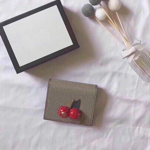 

ss wallets designer handbag short purse tote clutch hasp luxurys women double letters dot card holder pocket cherry interior zipper poucht f, Red;black
