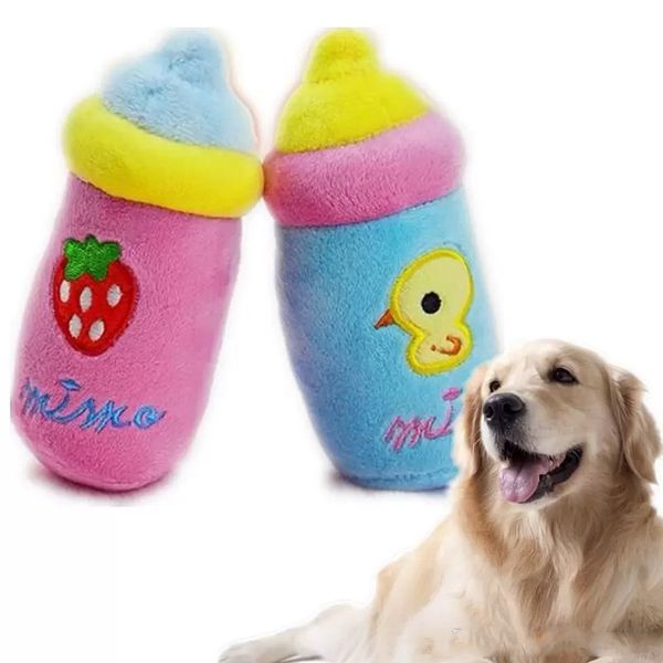 Hundespielzeug für kleine große Hunde Katzen Haustier Quietschen Plüsch Milchflasche Design Welpen Kauspielzeug Hundezubehör