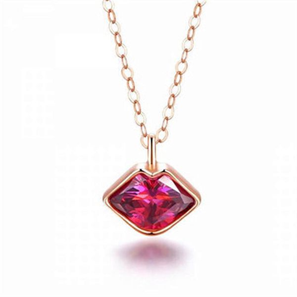 Сексуальное ожерелье красных губ для женских женщин роскошные украшения для вечеринок подарки Ruby Gemstone Ожерелье Золотые цепи