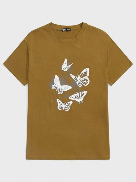 

romwe guys butterfly graphic tee e3zm#, White;black