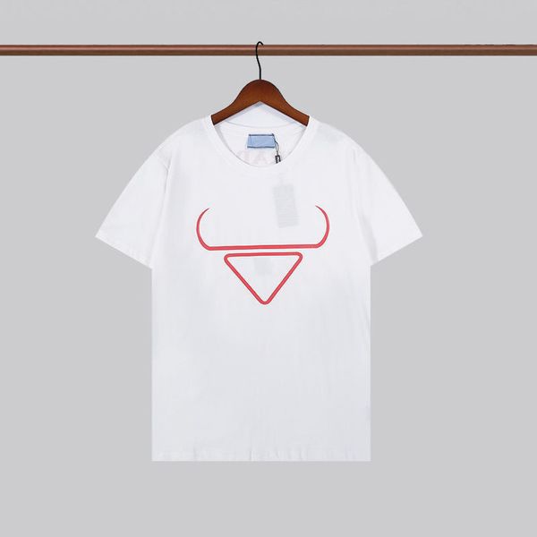 

fashion luxury mens t shirts classic designer tees brand p triangle print year of the ox limited style t-shirt combed cotton comfortable wo, White;black
