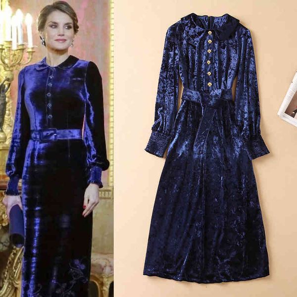 

casual dresses princess kate's same women's dress fall age reduced doll collar lantern sleeve velvet with belt, Black;gray