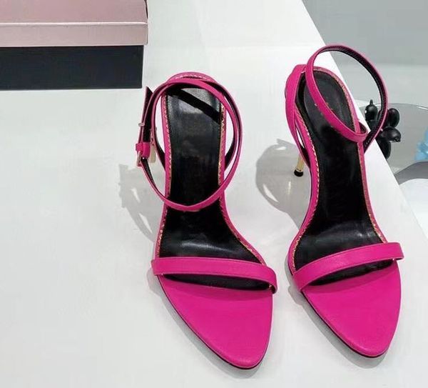 Basit sıcaklık kadın yüksek topuklu sandaletler kilit taş elastik 10 cm sivri elbise ayakkabıları kadınlar 35-41