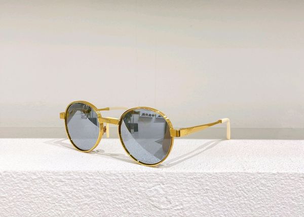 

round gold silver mirror sunglasses 0872 metal sun glasses for men with box, White;black