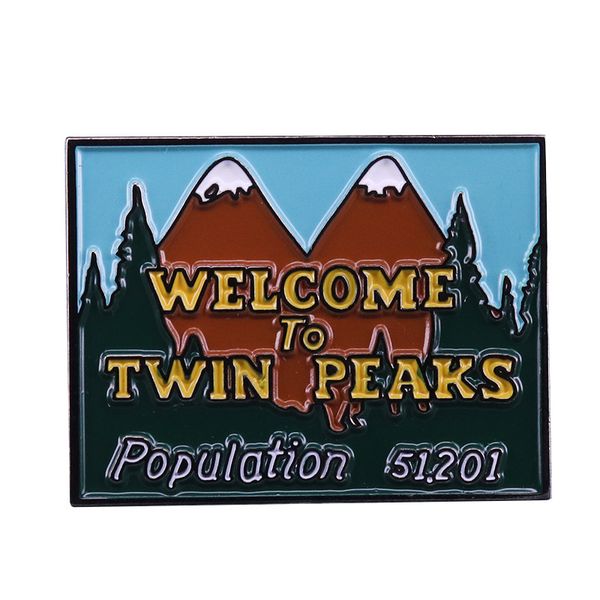 

welcome to twin peaks brooch pins enamel metal badges lapel pin brooches jackets jeans fashion jewelry accessories, Blue