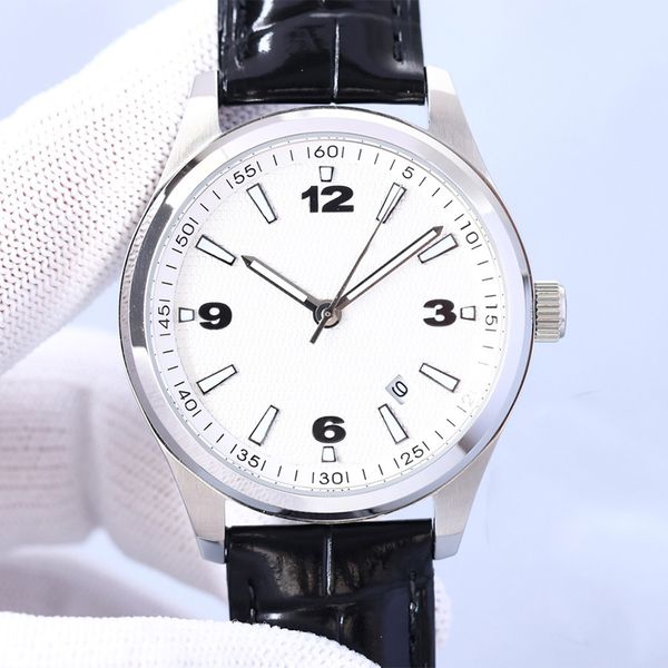 

watches for men montre de luxe mens watch 42mm automatic mechanical wristwatches classic fashion wristwatches designer leather strap, Slivery;brown