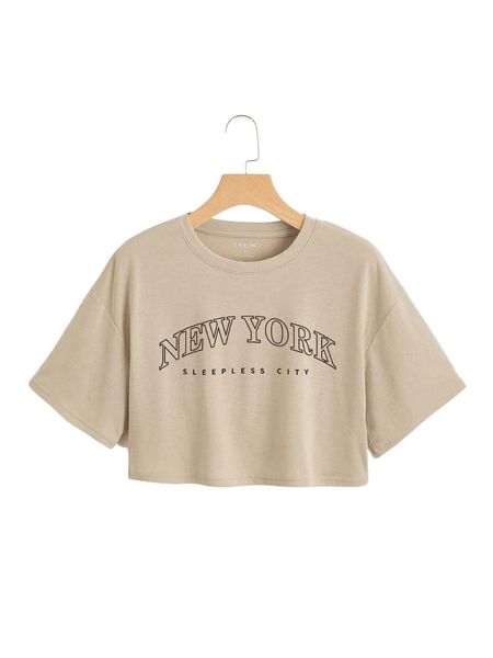 

letter graphic drop shoulder crop tee e1b2#, White