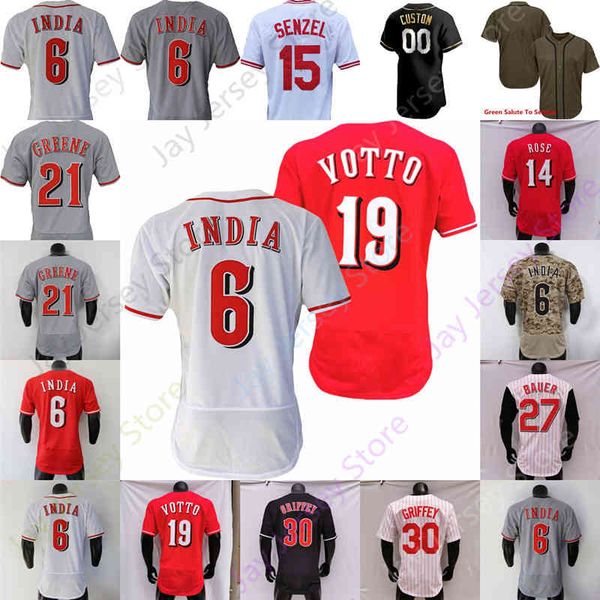 

jonathan india jersey hunter greene pham mike 9 moustakas eugenio suarez joey votto luis castillo shogo akiyama aristides aquino nick senzel, Black