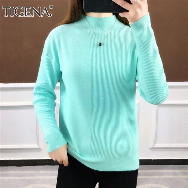 

tigena autumn winter knitted pullover and sweater for women korean long sleeve jumper female yellow blue red knitwear y200910, White;black