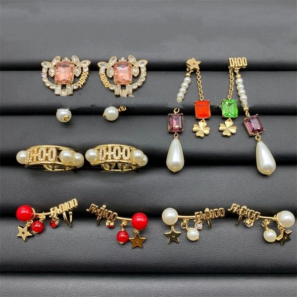 

the new 70% off family earrings dijia 21 year new pearl flower color square diamond high version trend earrings, Golden