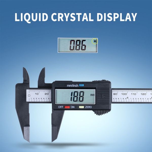 1pc Точно инструмент 150 мм 0-6 дюймов ЖК-дисплей Digital Electronic Carbon Fibre Wernier Lauge Lauge Micrometer Tool #279310