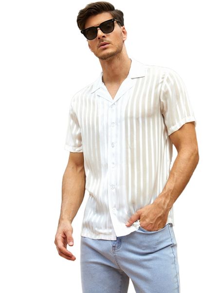 

men random vertical striped shirt t2cd#, White;black
