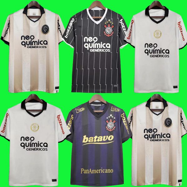 

2009 2010 2011 2012 retro paulista soccer jerseys 100th home white away black corinthian #9 classic football shirt vintage golden uniform 09, Black;yellow