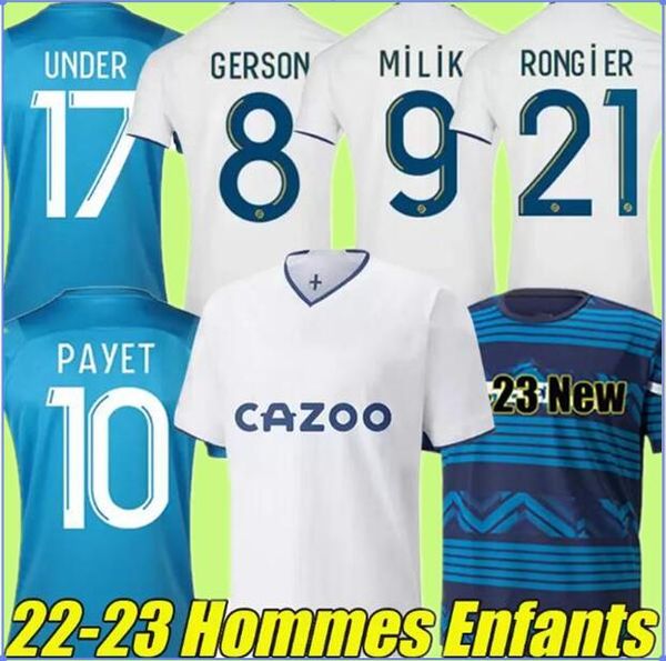 

soccer jerseys 21/22/23 payet cuisance fans player version 2021 2022 2023 om milik maillot foot bakambu gerson guendouzi under football shir, Black;yellow
