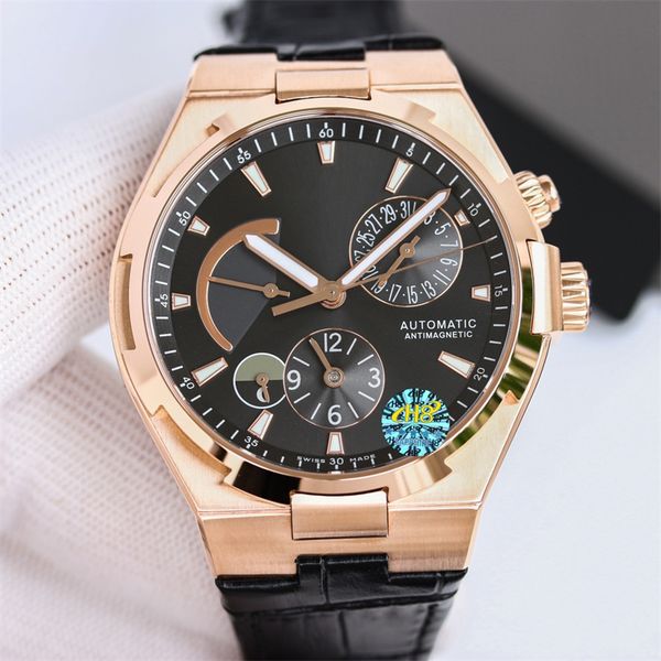

montre de luxe mens watches 42x13.5mm original 1222 sc automatic mechanical movement power day and night date and dual time zone display lux, Slivery;brown
