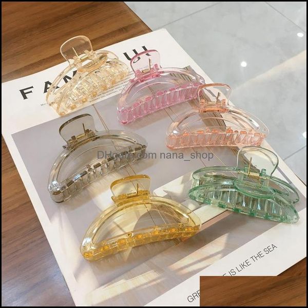 

clamps hair jewelry girls hollow out semicircle shaped solid color translucence plastic bath clips claw europ dhbhx, Slivery;golden