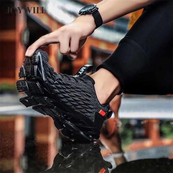 

joywill men's breathable mesh running shoes outdoor fitness training women's sports shoes non-slip wear-resistant men sneakers 220, Black
