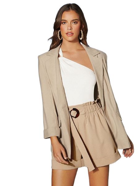 

lapel neck single button blazer 28qk#, White