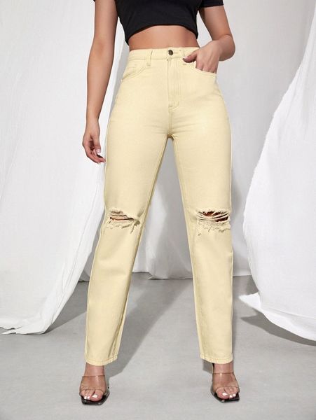 

ripped mom fit jeans t26b#, Blue
