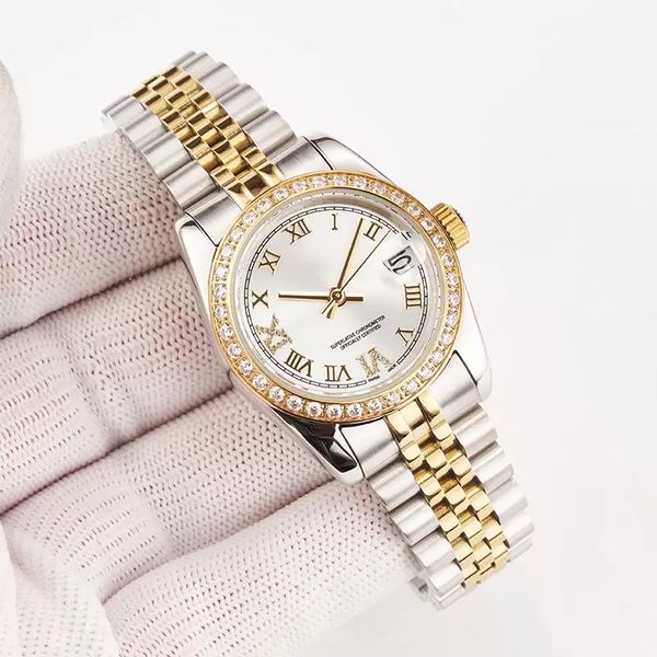

womens watches wristwatch watch women automatic mechanical classic sapphire round diamond 316 fine steel waterproof watches woman wristwatch, Slivery;brown