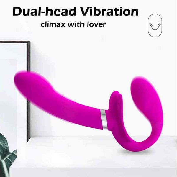 Vibratori NXY Real Feel Double Ended Vibrating 10 Speed Strap On Dildo Vibratore Wearable G-spot Massage Sex Toy 0406