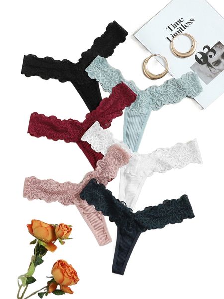 

6pack floral lace panty l1la#, Black;red