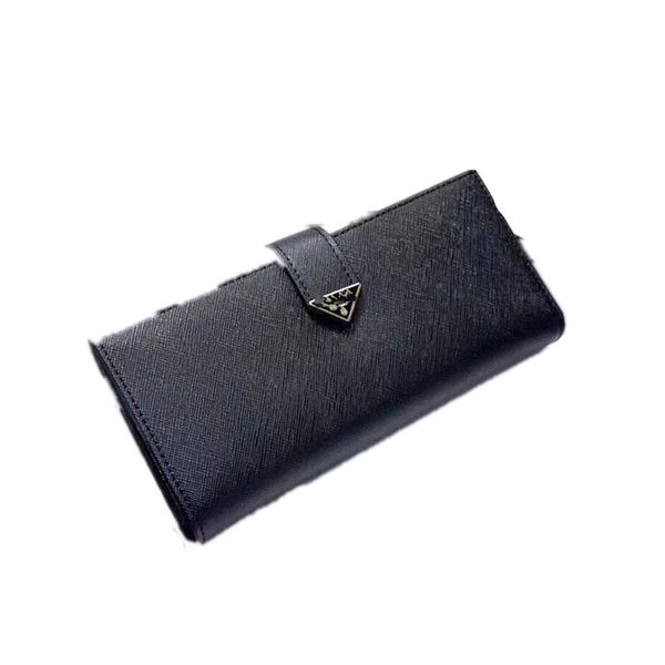 

classic metal triangle women's wallets long wallet multi-card slot large capacity fashion two-fold real leather credit card holder purs, Red;black