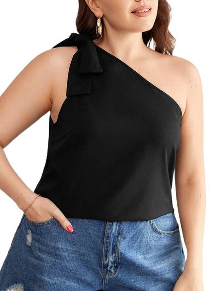 

plus knot one shoulder 71be#, Black