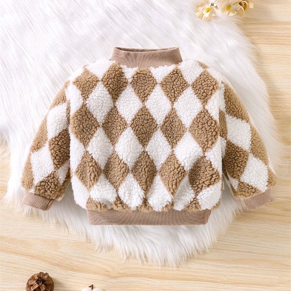 

baby argyle print mock neck teddy sweatshirt she, Black