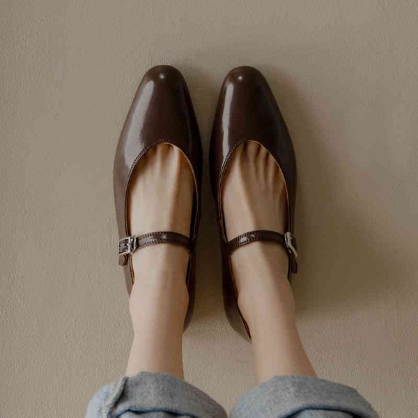 

sandals college style shallow mouth flat bottom low heel simple mary jane small round head spring korean comfortable single shoes for women, Black