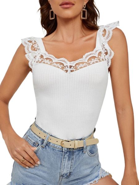 

guipure lace rib-knit 64ow#, White