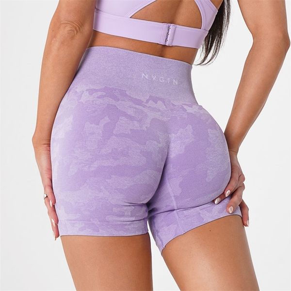 Shorts de camuflagem feminino treino macio sem costura leggins joga de cintura alta de cinda