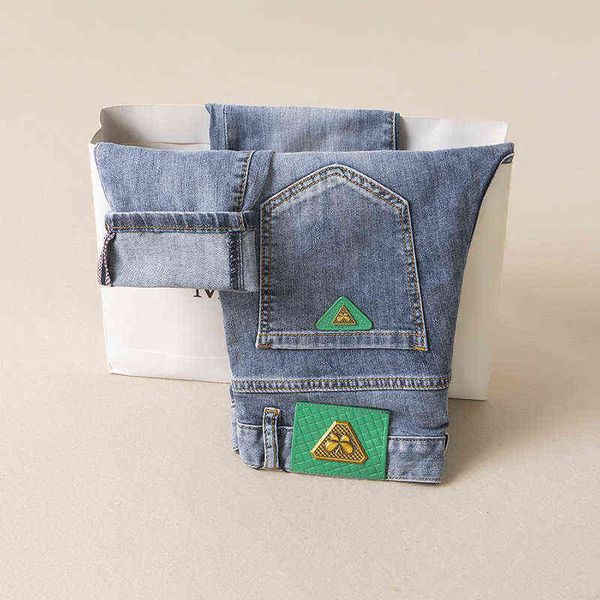 

summer 2022 men's blue thin medium waist micro elastic small straight jeans