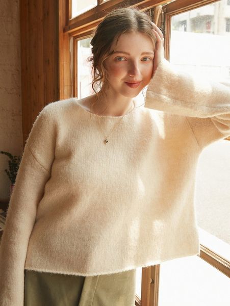 

drop shoulder slit hem sweater e2yb#, White;black