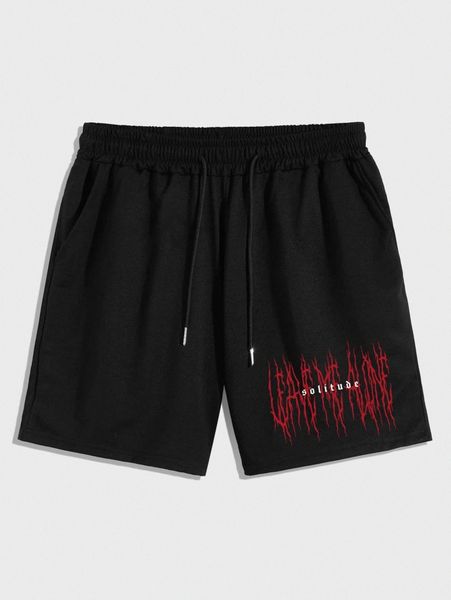 

romwe guys letter graphic shorts e4kz#, White;black