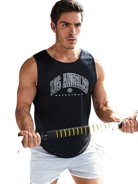 

men letter graphic sports tank j4qk#, White;black