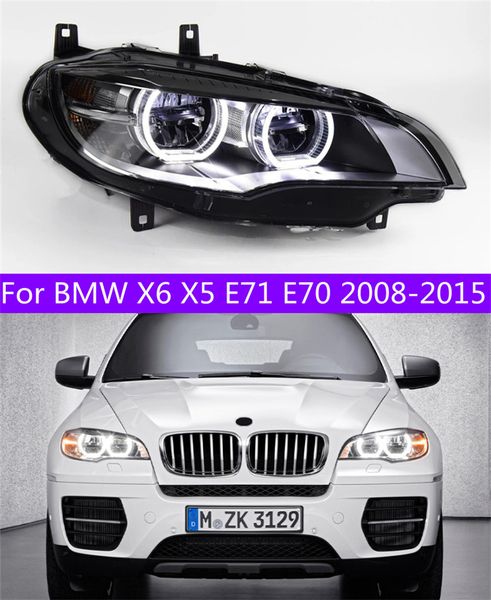 

one pair auto car led head light parts for x6 x5 e71 e70 20 08-20 15 led angel eye lamps headlights drl running lights