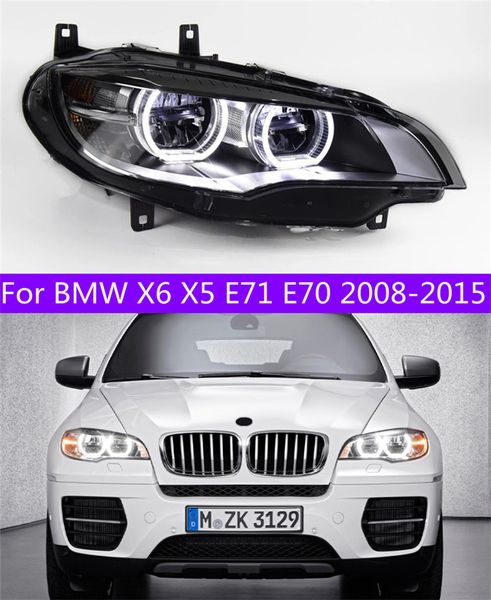 Ein Paar Auto Auto LED Kopf Licht Teile Für X6 X5 E71 E70 20 08-20 15 LED Angel Eye Lampen Scheinwerfer DRL Laufende Lichter