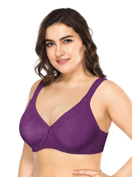 

wingslove plus jacquard floral bralette r4qc#, Black;white