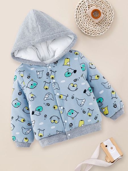 

toddler boys cartoon graphic colorblock winter coat she, Blue;gray